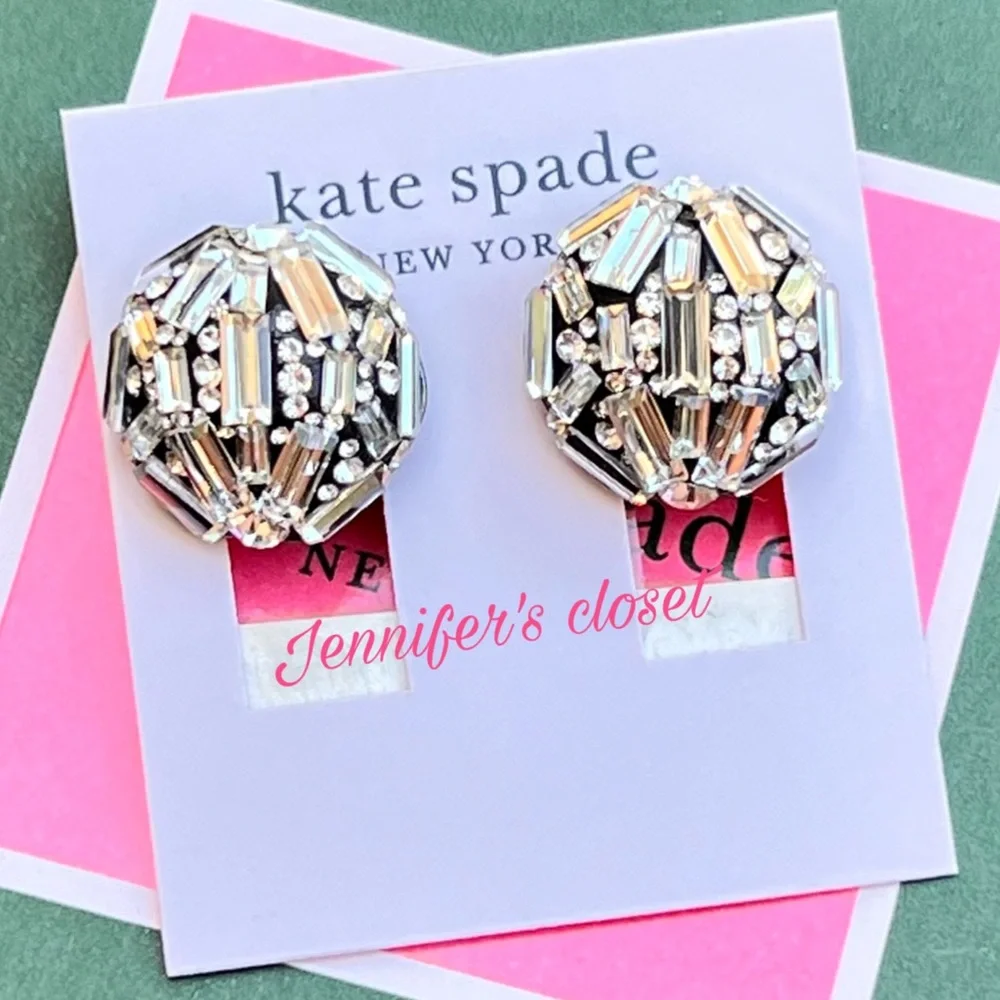 Kate Spade Earrings NWT / Crystal Cluster Clip Post Stud Earrings - Picture 7 of 7